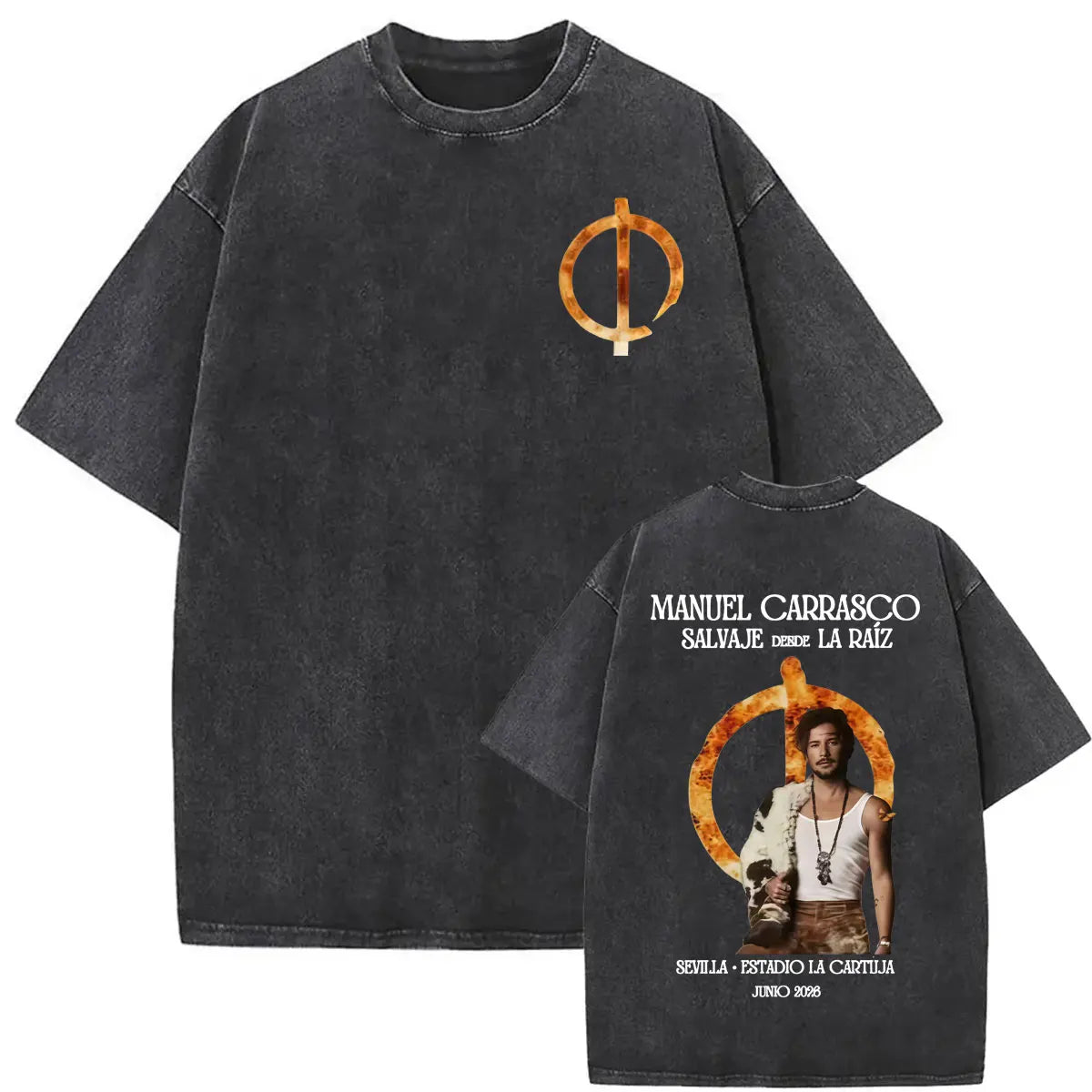 Manuel Carrasco Salvaje Desde Ia Raiz 2026 Vintage Washed T-shirt Men Women Fashion Hip Hop Punk 100% Cotton T Shirts Streetwear