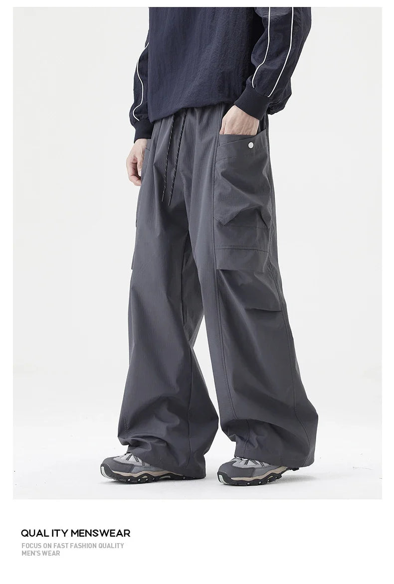 Male Hiking Pants Outdoor Waterproof Windproof Camping Cycling Trousers Autumn Spring Elastic Waist Climbing Travel Casual Pants