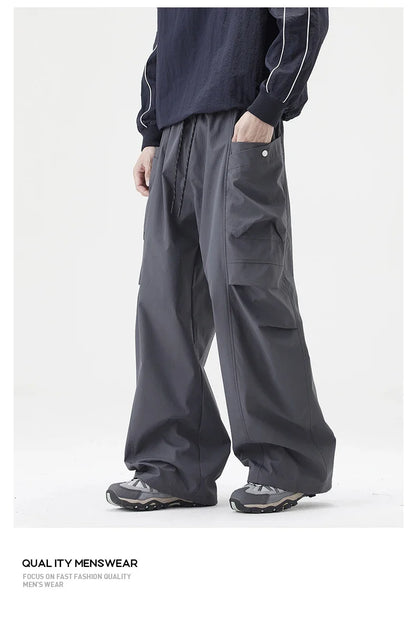 Male Hiking Pants Outdoor Waterproof Windproof Camping Cycling Trousers Autumn Spring Elastic Waist Climbing Travel Casual Pants