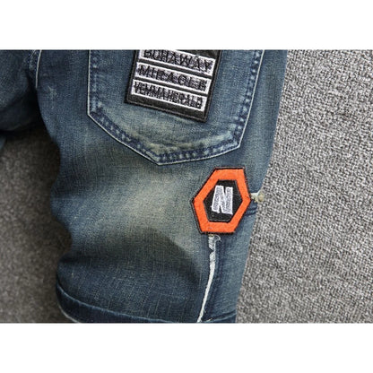 Summer New Fashion Trend Printed Straight Leg Sports Retro Jeans Men's Loose Large Size Comfortable High Quality Shorts 28-36