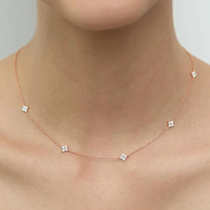 2mm Four-Leaf Clover Moissanite Necklaces for Women Lab Grown Diamond Certified 925 Sterling Silver Jewelry Party Birthday Gifts