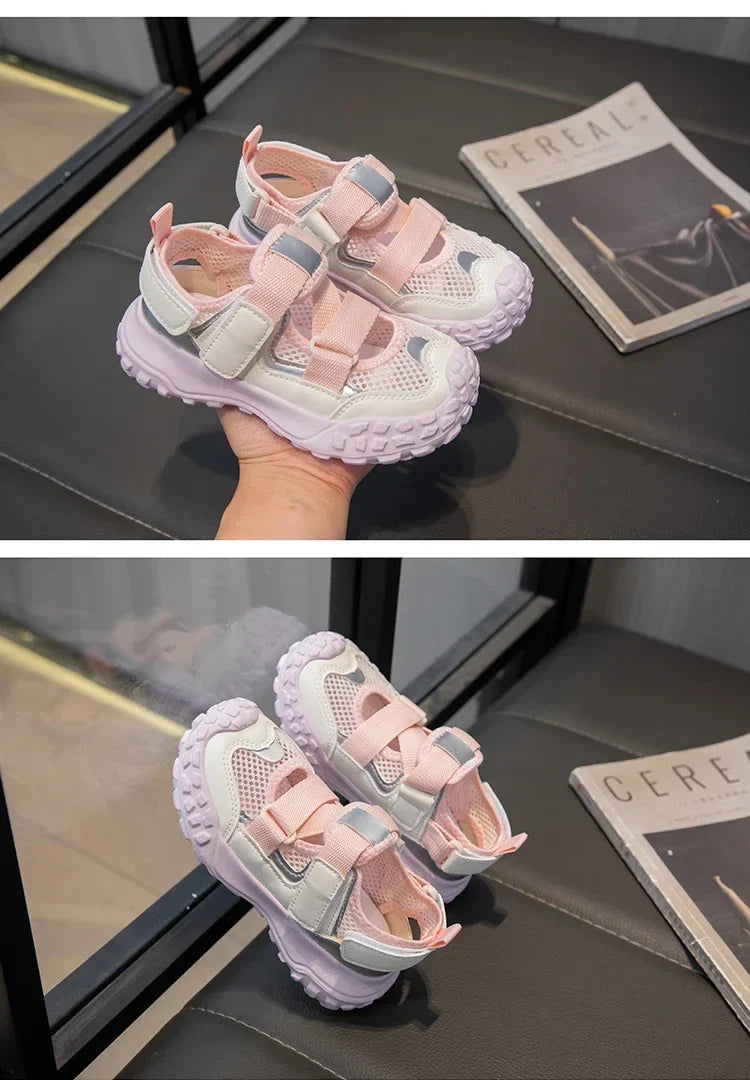 Children Sports Sandals 2024 Summer New Girls Mesh Running Shoes Kids Fashion Versatile Princess Sports Shoes Wear-resistant