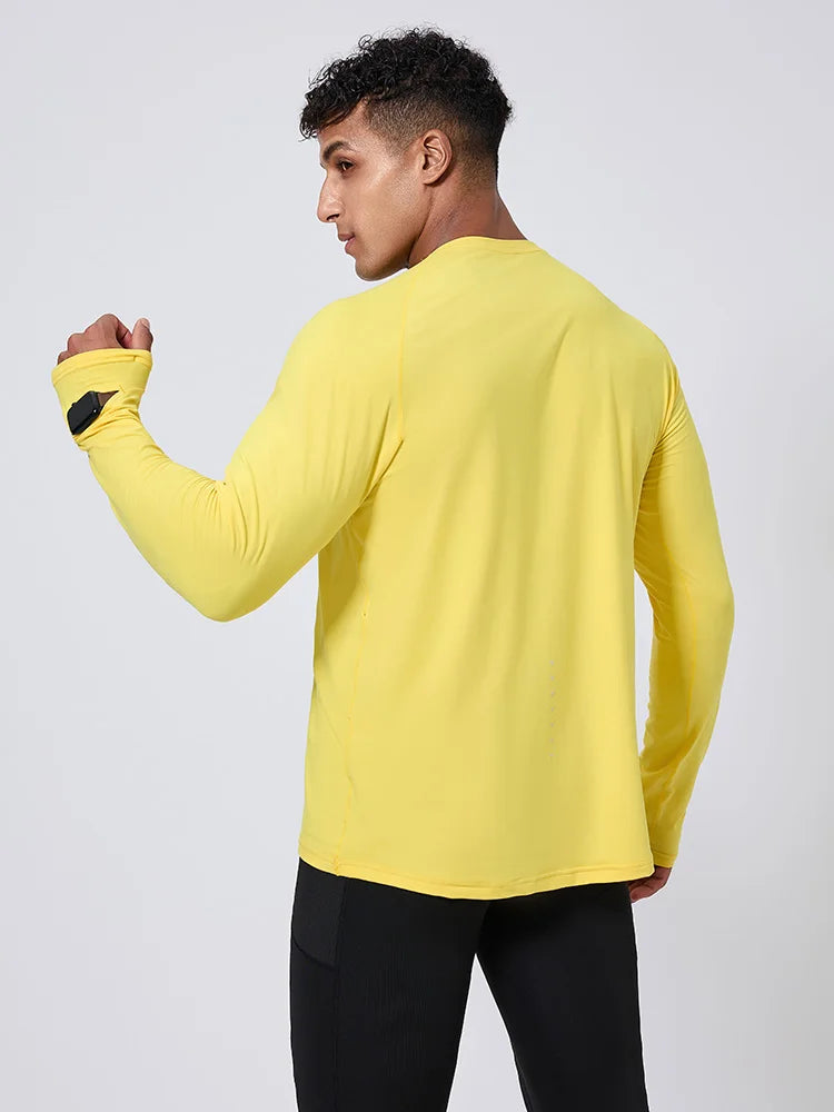 Autumn Winter Men Running Long Sleeve T-shirt High Elasticity Tight Thick Keep Warm Training Gym Fitness Sports Quick-drying Top