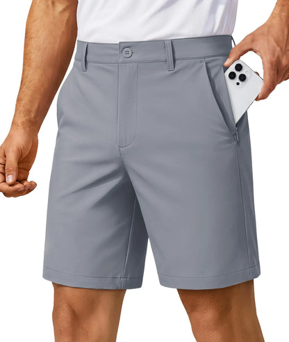Men’s 7” Golf Shorts Lightweight Stretch Quick Dry Wrinkle Resistant Hidden Zipper Ball Pocket Travel Shorts Versatile