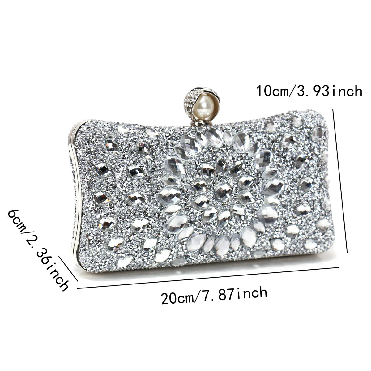 Golden Metal Pearl Rhinestones Glitter Evening Bags Small Lady Prom Dinner Luxury Night Gift Girlfriend Purse Acrylic Diamonds E