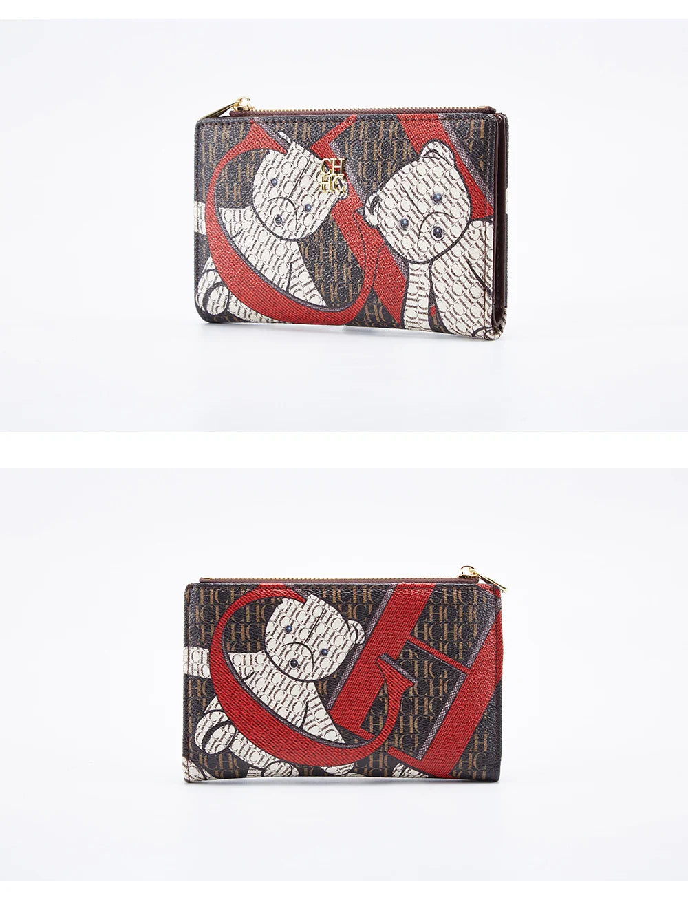 Women's Wallet CHCH Fashion Letter Cartoon Pattern Classic Retro Long Storage Wallet PVC Material Bag