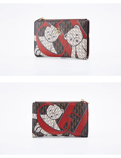 Women's Wallet CHCH Fashion Letter Cartoon Pattern Classic Retro Long Storage Wallet PVC Material Bag