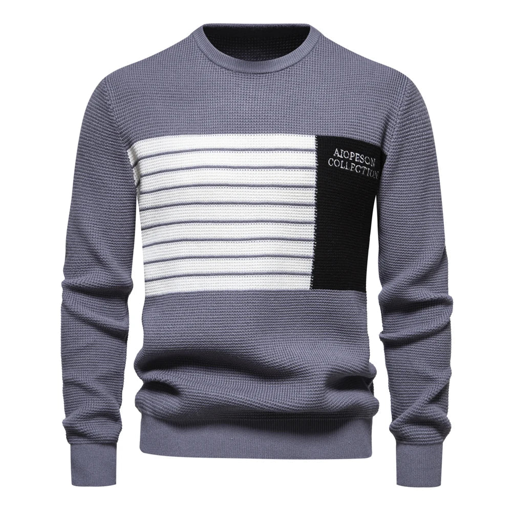 Fashion Stripe Youth Sweater for Men Casual Pullover Quality Knitted Sweater Male Winter Long Sleeved