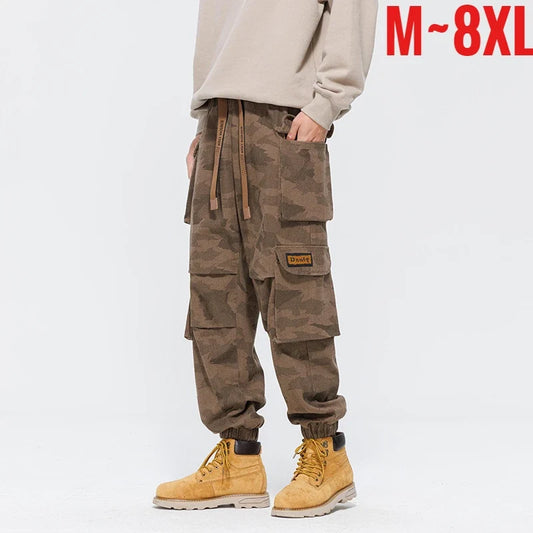Fashion Cargo Pants Men Cotton Baggy Big Size Camouflage Trouser Male Jogger Loose Fit Multipocket Spring Autumn Plus Streetwear