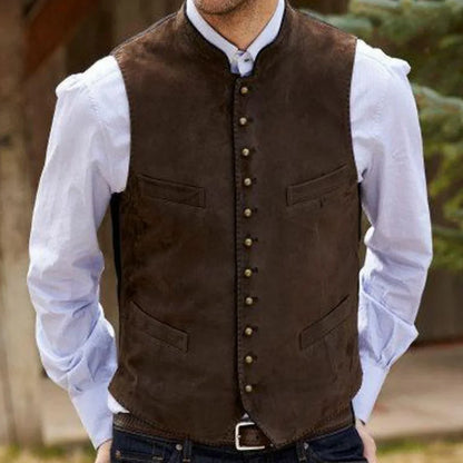Men Vest Coffee Suede Velvet Single Button Waistcoat For Wedding Birthday Party Business Work Casual Daily Men Suit Vest