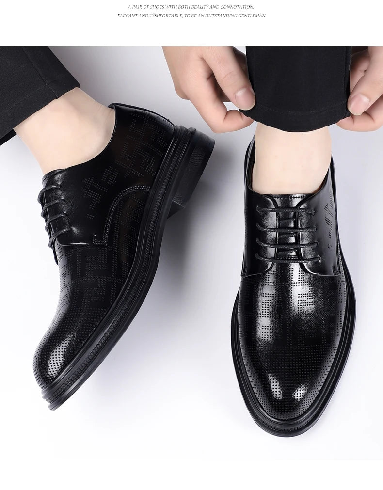 summer Men Elevator Shoes Dress Shoes Formal Leather Quality Busincess Lift 6CM 8CM Height Increased Man Elegance Wedding Shoes
