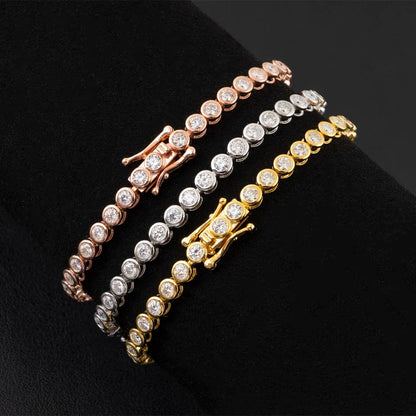 GRA Certified 2mm Moissanite Tennis Bracelet for Women Man 925 Sterling Silver Plated 18k Gold Round Bubble Diamond Bracelets