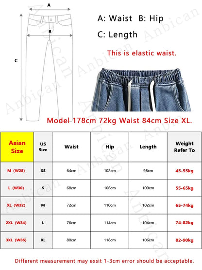 Men's Winter Jeans Fleece-Lined Brushed Thick Warm Denim Pants Korean Style Straight Fit Insulated Trousers Asians Size M-3XL
