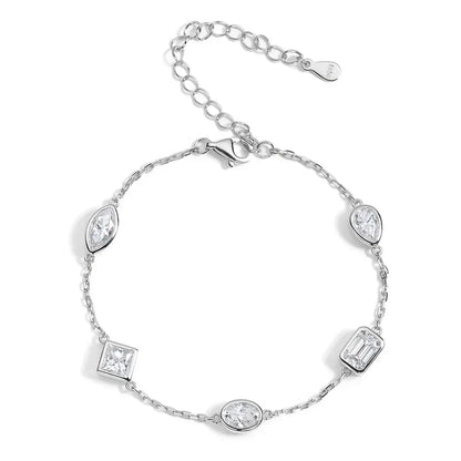 Multi Shape Moissanite Bracelets for Women S925 Silver  Certified Pear/Oval/Marquise/Princess Cut Diamond Wrist Chain