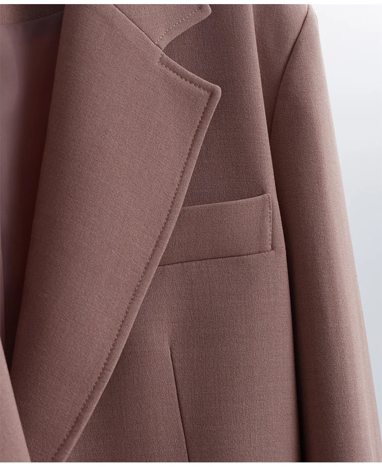 The Ultimate Store Hit~ Women's Mid-Length Oversized Blazer with Shoulder Pads for Petite Figures, Casual Suit Jacket