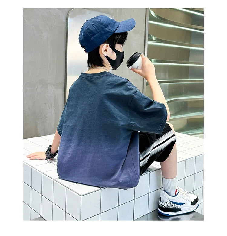 Children Summer Set for Boy Cotton Short Sleeve T-shirt And Shorts Clothing Set Kids Hip Hop Rapper Outfit Suit 2 Pcs Tracksuit