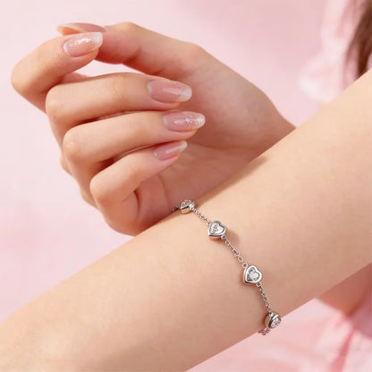 4MM Heart Moissanite Bracelets S925 Silver plated 18K gold Sparkling Wedding Hand Chain Fine Jewelry can pass Diamond Test