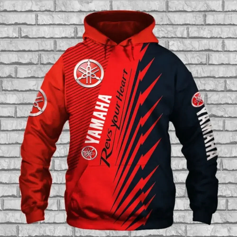 men's 3D printed motorcycle hooded pullover shirt, suitable for street wear and motorcycle riding