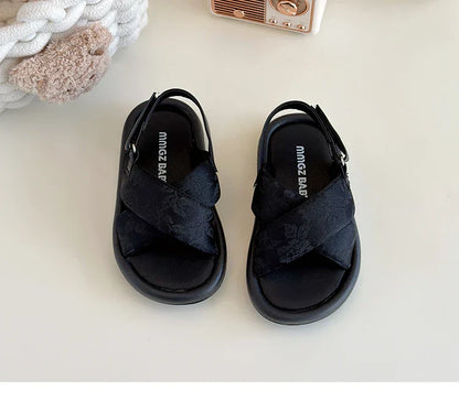 Girls Summer Beach Shoes Ethnic Style Kids Casual Sandals Soft Sole Fashion Children Retro Princess Shoes 2025 Summer New