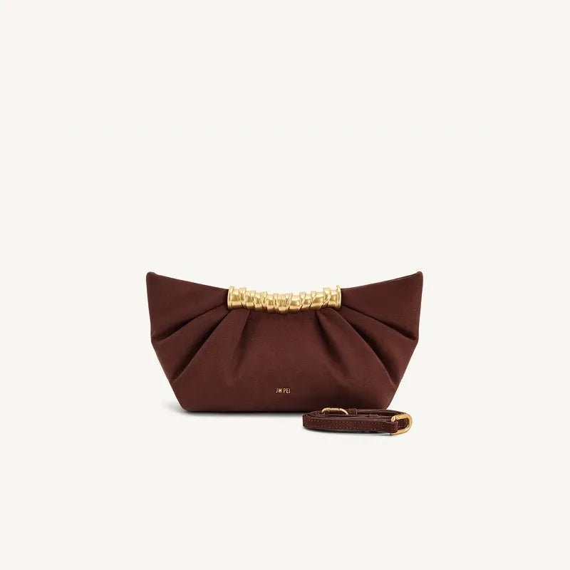 Leia Pleated Clutch Metal Fashion High-End Feel Dumpling Bag Soft Leather Luxury Party Bag Evening Clutch for Women