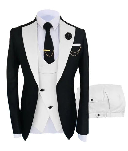 New Costume Slim Fit Men Suit Slim Fit Business Suits Groom Black Tuxedos For Formal Wedding Suit Jacket Pant Vest 3 Pieces