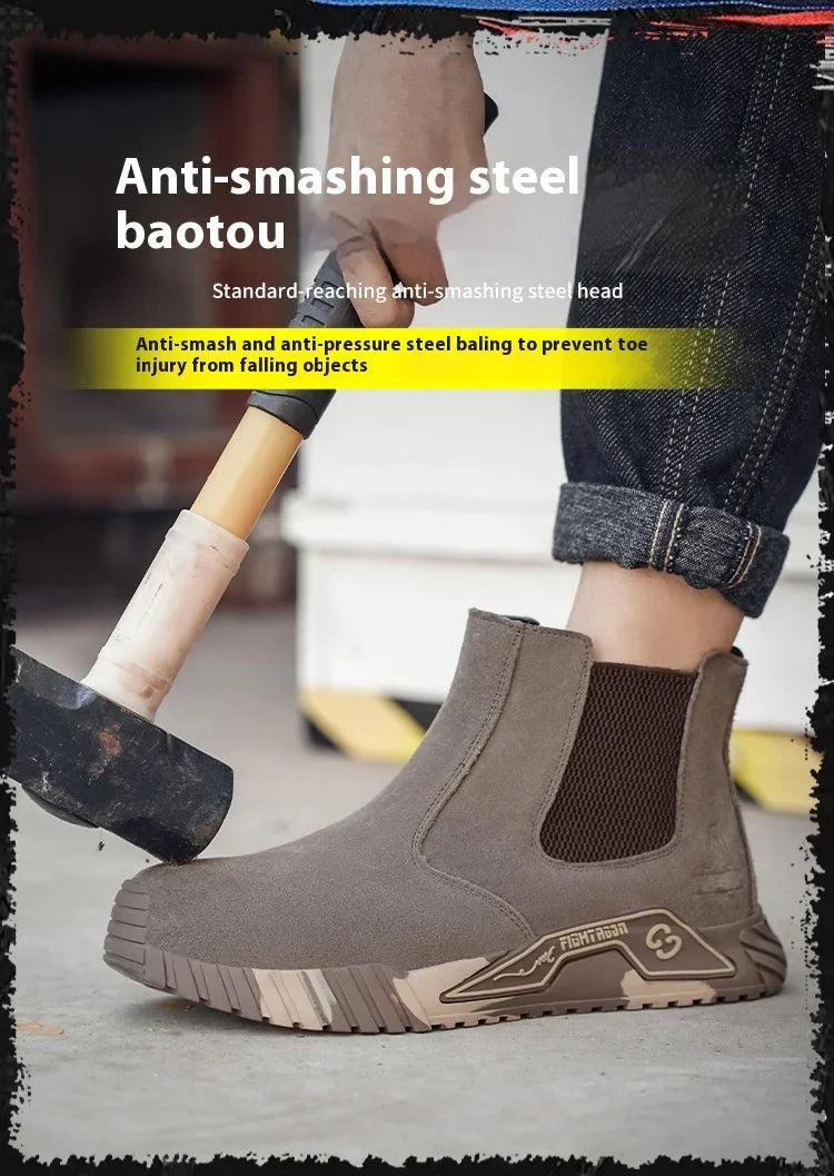 steel toe work boots for men industrial construction work protection shoes anti smash anti puncture safety shoes without laces