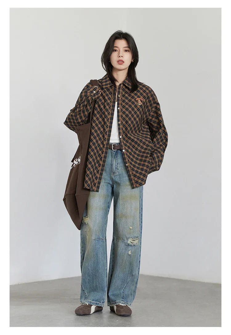 Retro Women's Jeans Loose Casual  New High Waisted Wide Legs Denim Pant Female Trousers Spring Autumn 2025