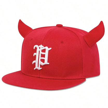 Unisex Personality P Letter Embroidery Ox Horn Hip-hop Hats Outdoor Adjustable Casual Baseball Caps Sunscreen Hat