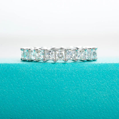3mm Princess Cut D Color Moissanite Eternity Band 925 Sterling Silver 18k Gold Plated Wedding Rings Jewelry Wholesale
