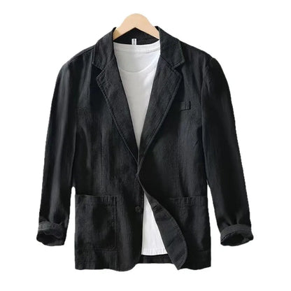 Men's Casual Suit Single-layer Jacket Solid Color Cotton And Linen Casual Fashion Men's Top