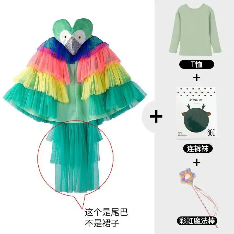 Halloween Children's Costume Cosplay Animal Parrot Performance Costume Kid Cloak Kindergarten Prom Animal Clothing