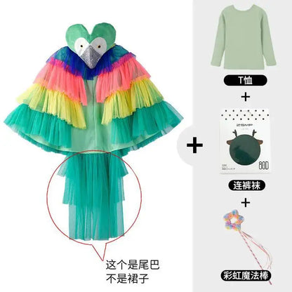 Halloween Children's Costume Cosplay Animal Parrot Performance Costume Kid Cloak Kindergarten Prom Animal Clothing