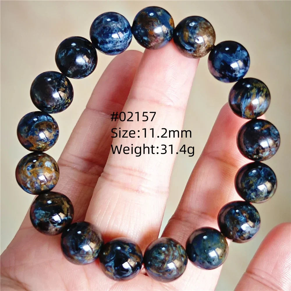 Natural Blue Pietersite Bracelet Women Men Beads Round Beads Chatoyant Cat Eye Fire Pietersite Namibia AAAAAA
