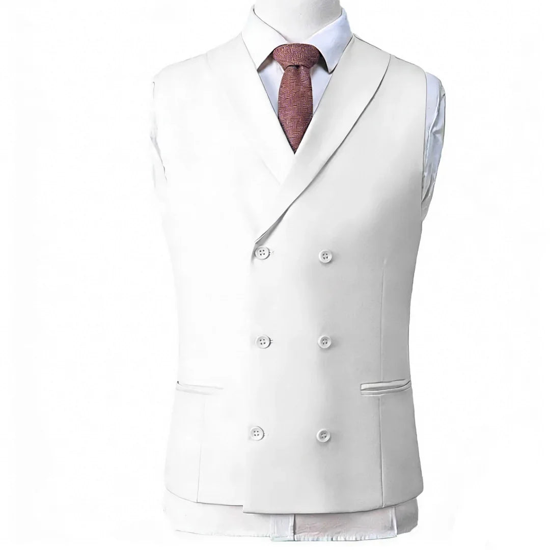 Men Vest Gray With Lapel Double Breasted Solid Waistcoat For Banquet Wedding Business Work Office Casual Daily Men Suit Vest