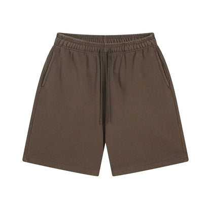 Fashion Summer Men 420gsm Washed Cotton Shorts Retro Unisex High Street Terry Knee Length Short Pants Streetwears HY0845