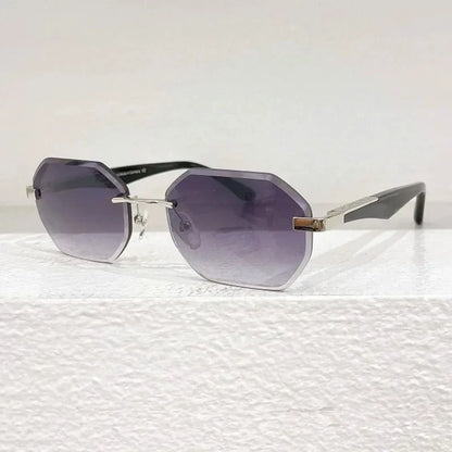 Rimless Polygon Luxury Sunglasses Acetate Alloy Gold Brand Irregular Square Original Classical Retro UV400 Gafas Hot