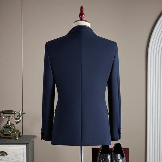 High-End Wool Suit Set for Men, Fashionable and Stylish Business Casual Three-Piece Suit, Tencel Suit, Groom's Wedding Dress