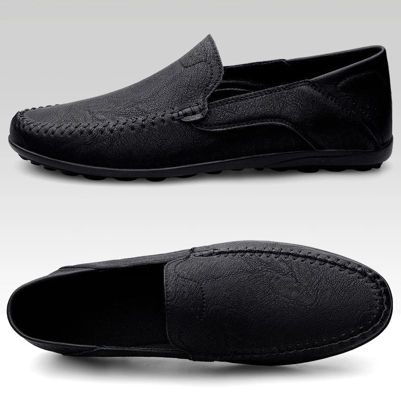 Men's casual leather shoes four seasons plus size soft sole comfort outdoor fashion youth business leather shoes driving shoes
