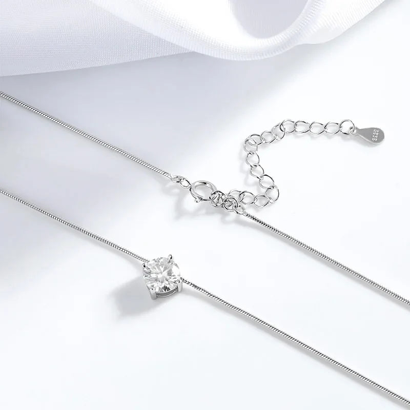 0.5-2CT D Color Certified Moissanite Necklace for Women Sparkling Lab Diamond 100% 925 Sterling Silver Pendants Wholesale