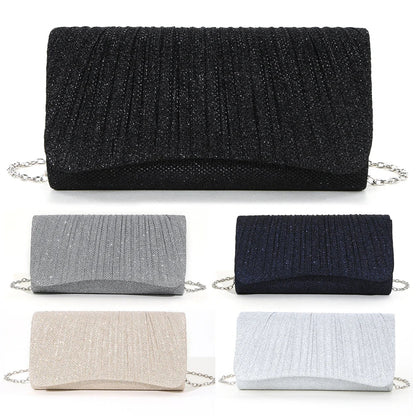 Women Shiny Crossbody Bag Elegant Sparkle Shoulder Bags Clutch Bag Fashion Chain Tote Handbag Ladies Chic Evening Wedding Clutch