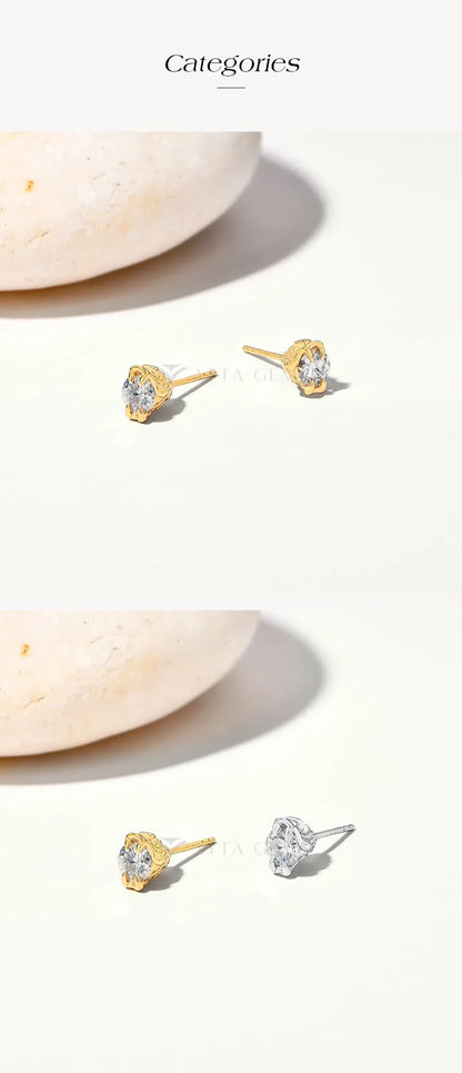Round Cut 0.5CT Moissanite Stud Earrings 925 Sterling Silver 18K Gold Plated ForWomen Girl Sparkling Engagement Jewelry