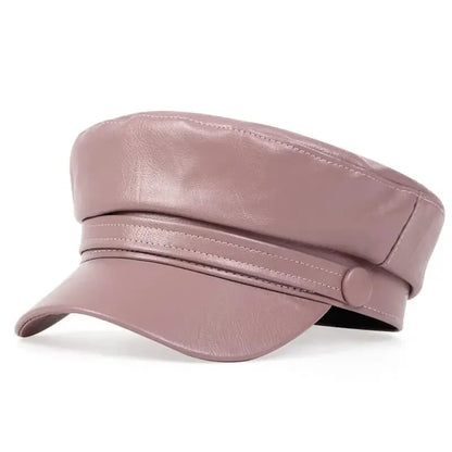 Pu Leathe Solid Color Army Cap Spring and Autumn Outdoor Casual Adult Sun Hats Hip Hop Hat Sunscreen Hat Sports Cap