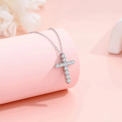 GRA Certified 3.5MM Moissanite Cross Pendant Necklaces for Women S925 Sterling Silver Clavicle Chains Fine Jewelry Gift