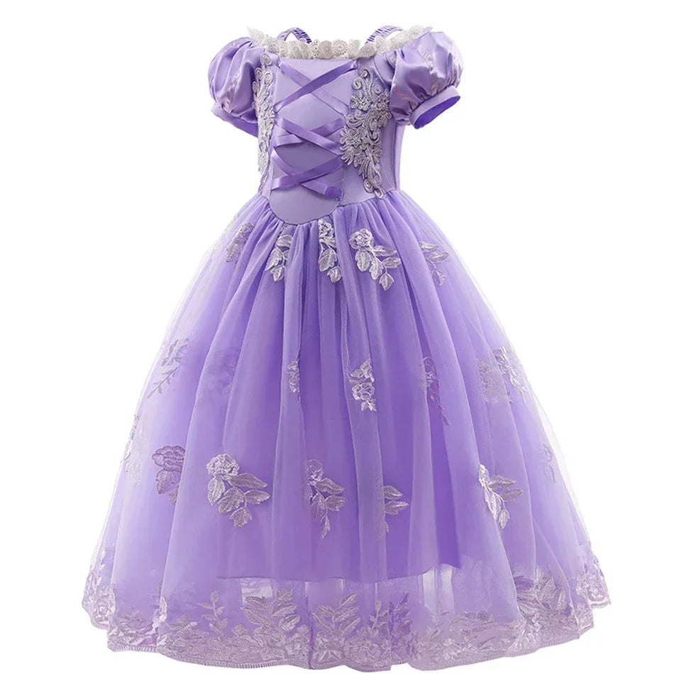 Girl Pink Aurora Cosplay Princess Dress Up Kids Christmas Halloween Tulle Fancy Rapunzel Costume for Children Girls Birthday