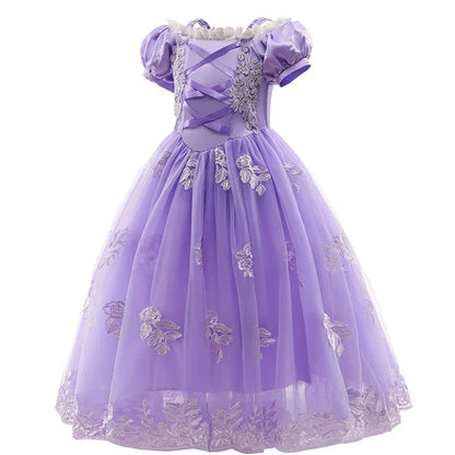 Girl Pink Aurora Cosplay Princess Dress Up Kids Christmas Halloween Tulle Fancy Rapunzel Costume for Children Girls Birthday