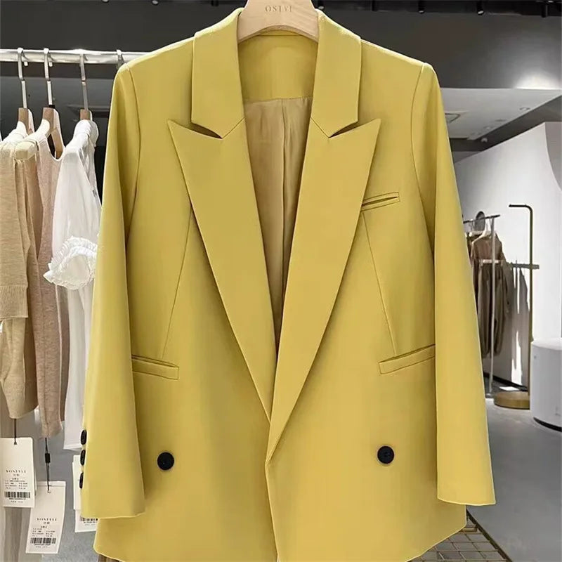 New Women Elegant Straight Suit Jacket Casual Office Lady Blazer High-end Clothes Spring Autumn Cardigan Jacket Female Outerwear