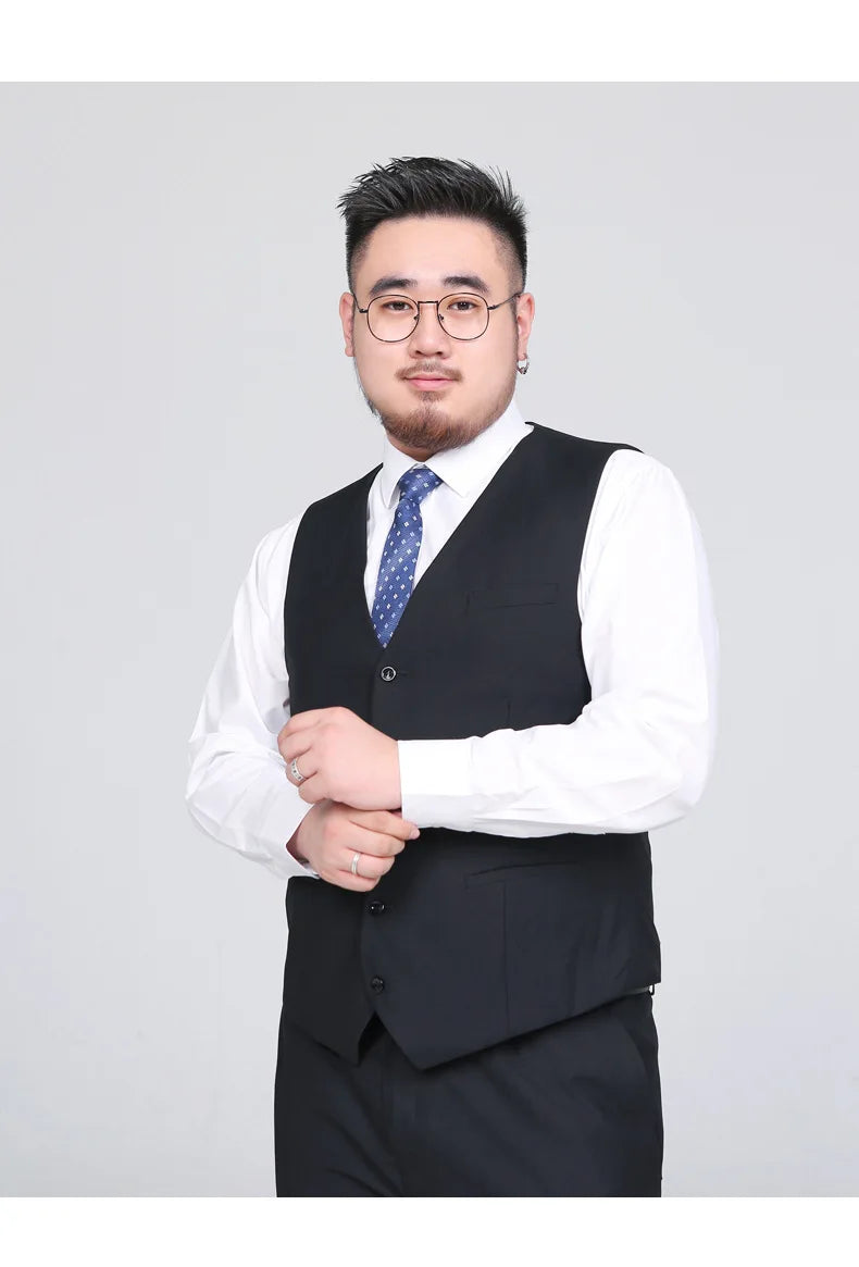 Plus Size Suit Vest for Men Smart Casual Mens Vest Single-breasted Waistcoat for Business Wedding Groomsman Spring Summer Autumn
