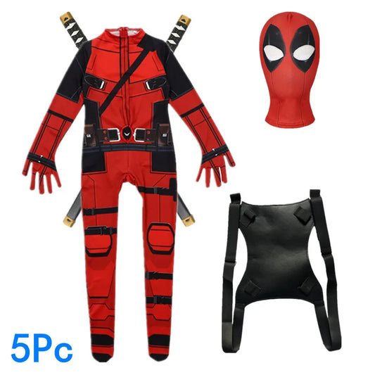 Movie Superhero Costume for Kids Justice Hero Bodysuit Halloween Mask Performance Costume Toddler Party  with Toy Gift