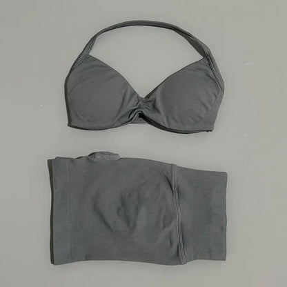 2 Piece Sports Yoga Set Sportswear Woman Gym Strappy Bra And Shorts Activewear Pilates Clothes Sports Workout Fitness Suit