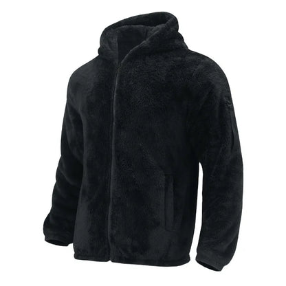 Men's Autumn and Winter Double-Sided Fleece Warm Jacket  Loose Hooded Casual Jacket